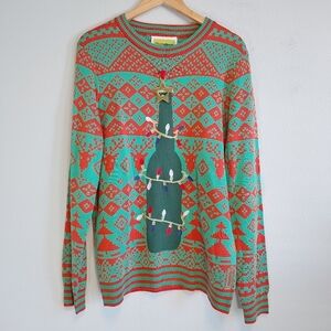 Tipsy Elves Men's Bottle Opener Crew Neck Knit Ugly Christmas Sweater Sz L